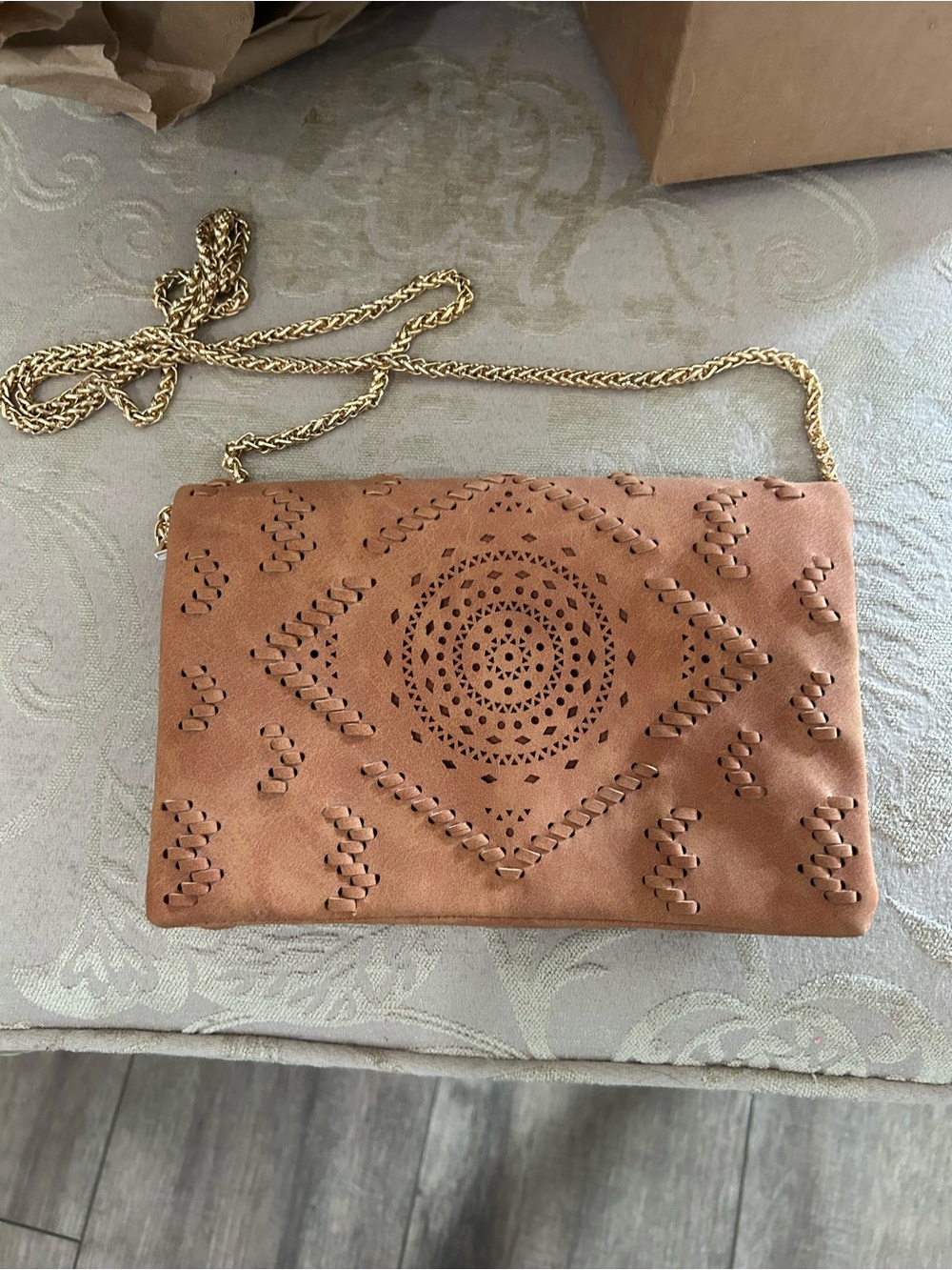 Free People Vegan Leather Bohemian Portfolio Crossbody Bag / Clutch